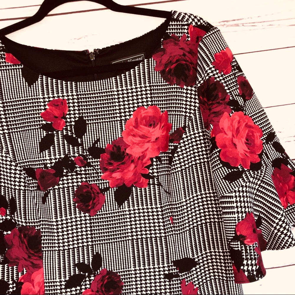 Jessica Howard Houndstooth and Floral Rose Dress Size 14 - Picture 4 of 5